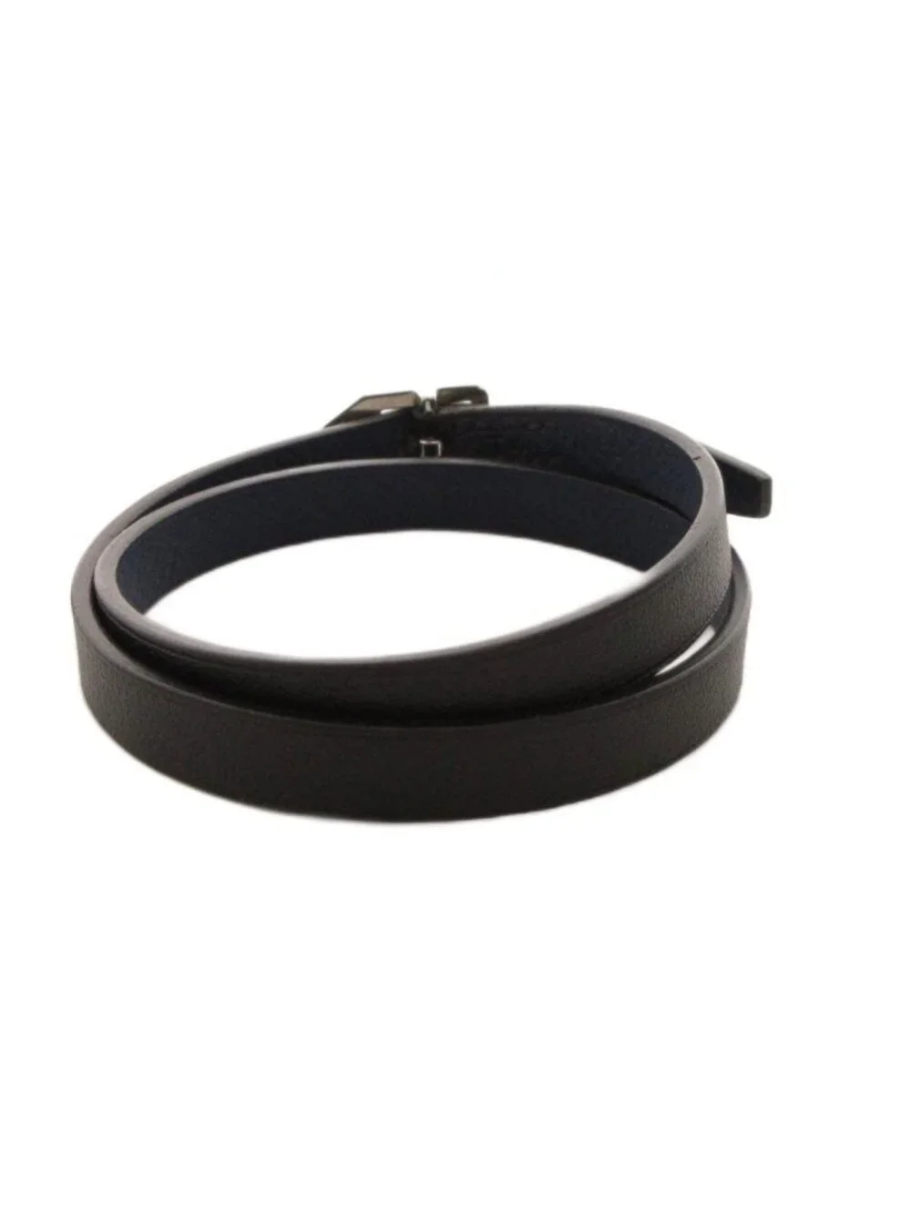 Hermes Paddock Double Tour Leather Bracelet T4 S FS Stamp Black Navy